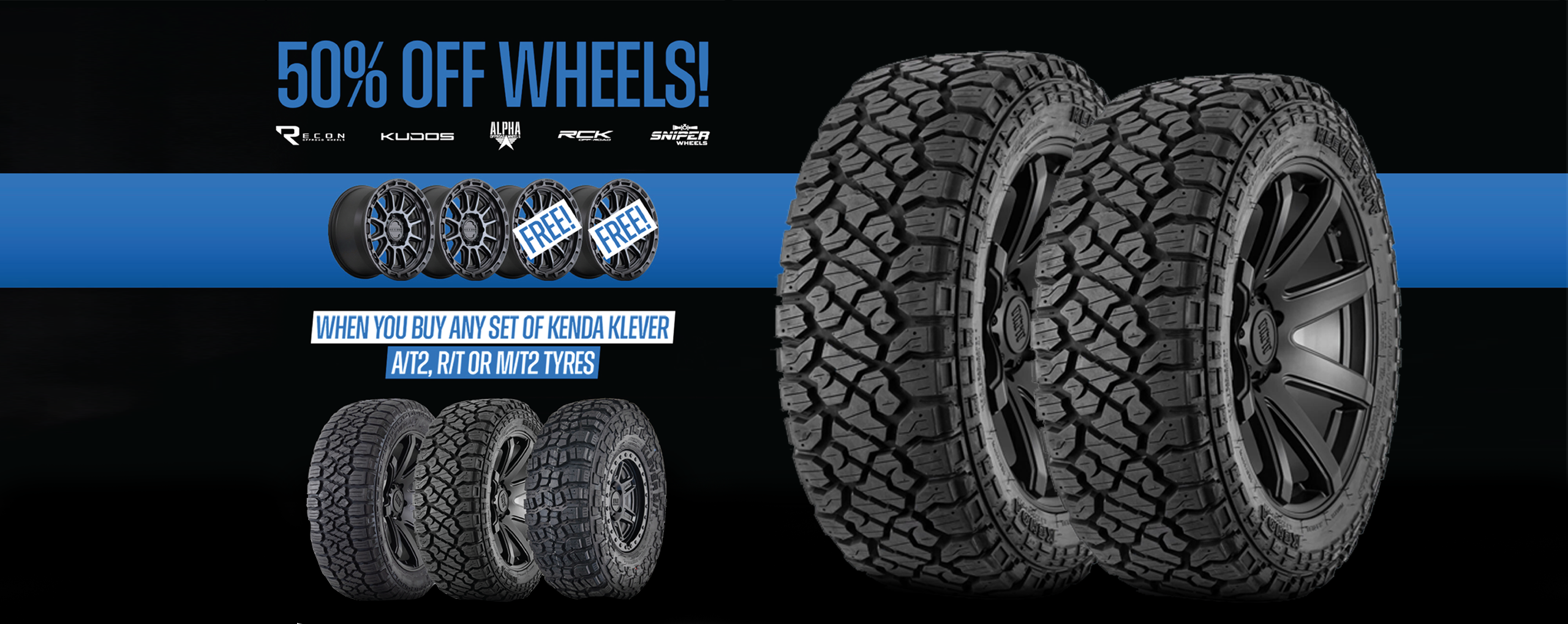 Kenda Klever Tyres All Terrain Mud and Rugged Sets